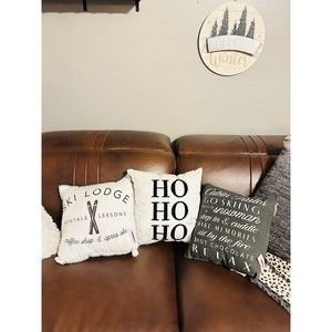 Set (3) Reversible Throw Pillows Winter Holiday Black & White Design 14"x14"